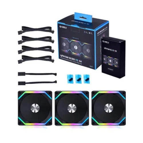 Lian Li UNI Fan SL V2 120 ARGB Triple Fan with controller- Black Lian Li UNI Fan SL V2 120 ARGB Triple Fan with controller- Black