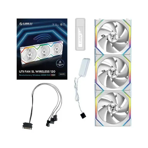 Lian Li UNI Fan SL Wireless 120 Reverse Blade ARGB White Triple Pack Lian Li UNI Fan SL Wireless 120 Reverse Blade ARGB White Triple Pack