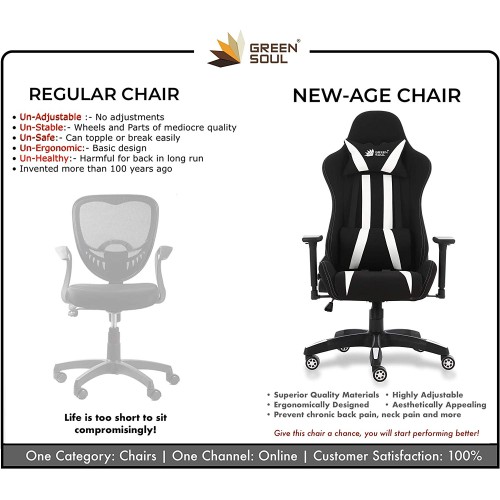 Green Soul GS-600 Beast Series Gaming Chair (Black & White) Green Soul GS-600 Beast Series Gaming Chair (Black & White)