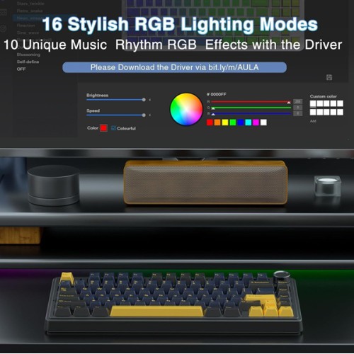 AULA F75 75% Wireless Trio Mode Mechanical Gaming Keyboard Thunder Black (Graywood Switch)