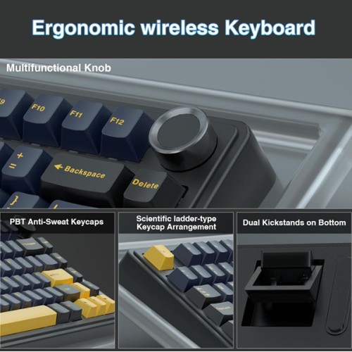 AULA F75 75% Wireless Trio Mode Mechanical Gaming Keyboard Thunder Black (Graywood Switch) AULA F75 75% Wireless Trio Mode Mechanical Gaming Keyboard Thunder Black (Graywood Switch)