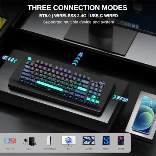 AULA M75 Tri-Mode TKL Mechanical Gaming Keyboard Blue+Black+Green Blue Switch AULA M75 Tri-Mode TKL Mechanical Gaming Keyboard Blue+Black+Green Blue Switch