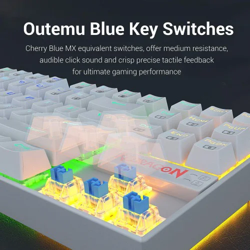 Redragon Kumara K552 RGB WHITE- BLUE SWITCH Redragon Kumara K552 RGB WHITE- BLUE SWITCH