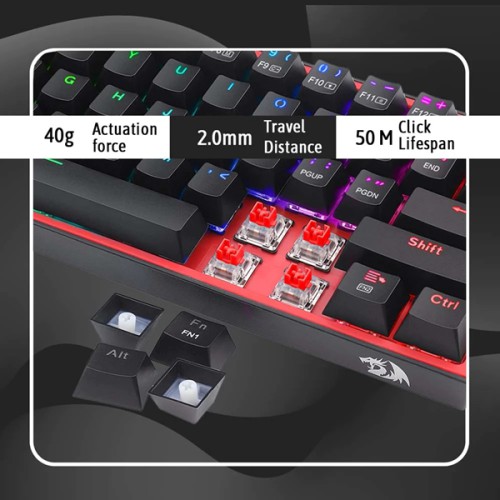Redragon Fizz Pro K616 Black Wireless- Red switch Redragon Fizz Pro K616 Black Wireless- Red switch
