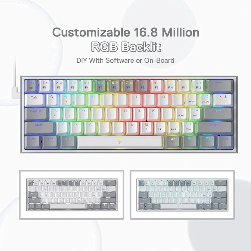 Redragon Fizz K617 White and Grey- RED SWITCH Redragon Fizz K617 White and Grey- RED SWITCH