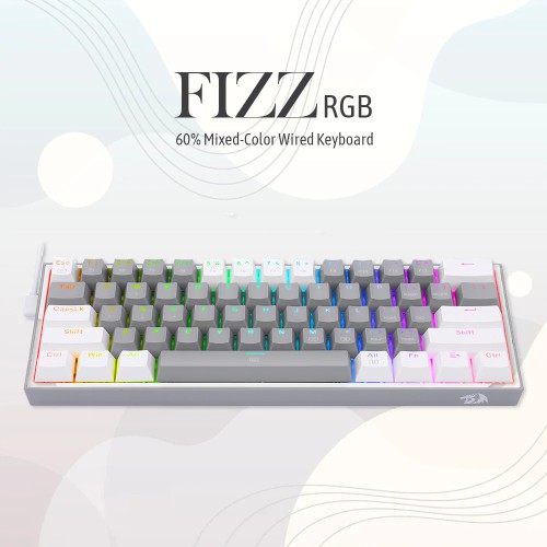 Redragon Fizz K617 Grey and White- RED SWITCH Redragon Fizz K617 Grey and White- RED SWITCH