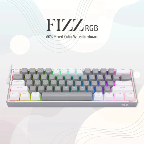 Redragon Fizz K617 Grey and White- RED SWITCH Redragon Fizz K617 Grey and White- RED SWITCH