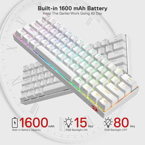 Redragon Draconic K530 Pro White Wireless- Red Switch Redragon Draconic K530 Pro White Wireless- Red Switch