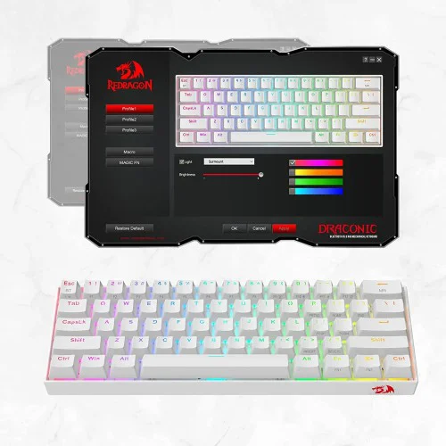 Redragon Draconic K530 Pro White Wireless- Red Switch Redragon Draconic K530 Pro White Wireless- Red Switch