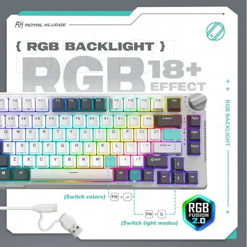Royal Kludge RK H81 Wireless White SkyCyan Linear switch Royal Kludge RK H81 Wireless White SkyCyan Linear switch