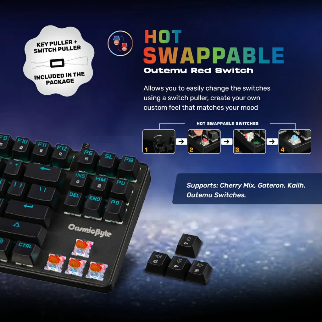 Cosmic Byte CB-GK-34 Firefly Hot Swappable Keyboard with Outemu Red Switches Cosmic Byte CB-GK-34 Firefly Hot Swappable Keyboard with Outemu Red Switches
