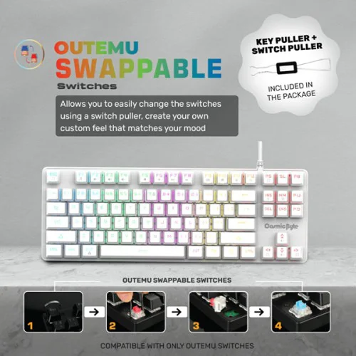 Cosmic Byte CB-GK-37 Firefly White- Red outemu switch Swappable Cosmic Byte CB-GK-37 Firefly White- Red outemu switch Swappable