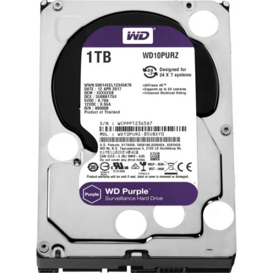 WESTERN DIGITAL DESKTOP HARD DRIVE 1TB PURPLE