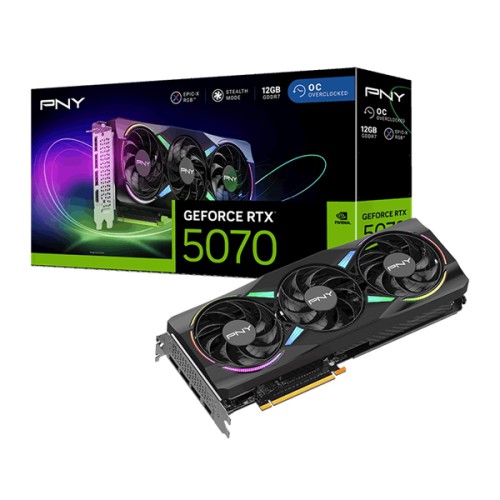 PNY RTX 5070 ARGB EPIC-X RGB Overclocked Triple Fan 12GB PNY RTX 5070 ARGB EPIC-X RGB Overclocked Triple Fan 12GB